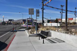 Refreshed RTC bus stops include updates to the bus pad and the actual bus stop, as well as sidewalk connectivity to the nearest intersection or nearest logical terminus. Refreshed RTC bus stops include updates to the bus pad and the actual bus stop, as well as sidewalk connectivity to the nearest intersection or nearest logical terminus.