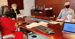 FTA Deputy Administrator K. Jane Williams (center), Executive Director Matt Welbes and Chief Safety Officer Henrika Buchanan host the first FTA COVID-19 Recovery Listening Session with transit stakeholders in April of 2020. FTA Deputy Administrator K. Jane Williams (center), Executive Director Matt Welbes and Chief Safety Officer Henrika Buchanan host the first FTA COVID-19 Recovery Listening Session with transit stakeholders in April of 2020.