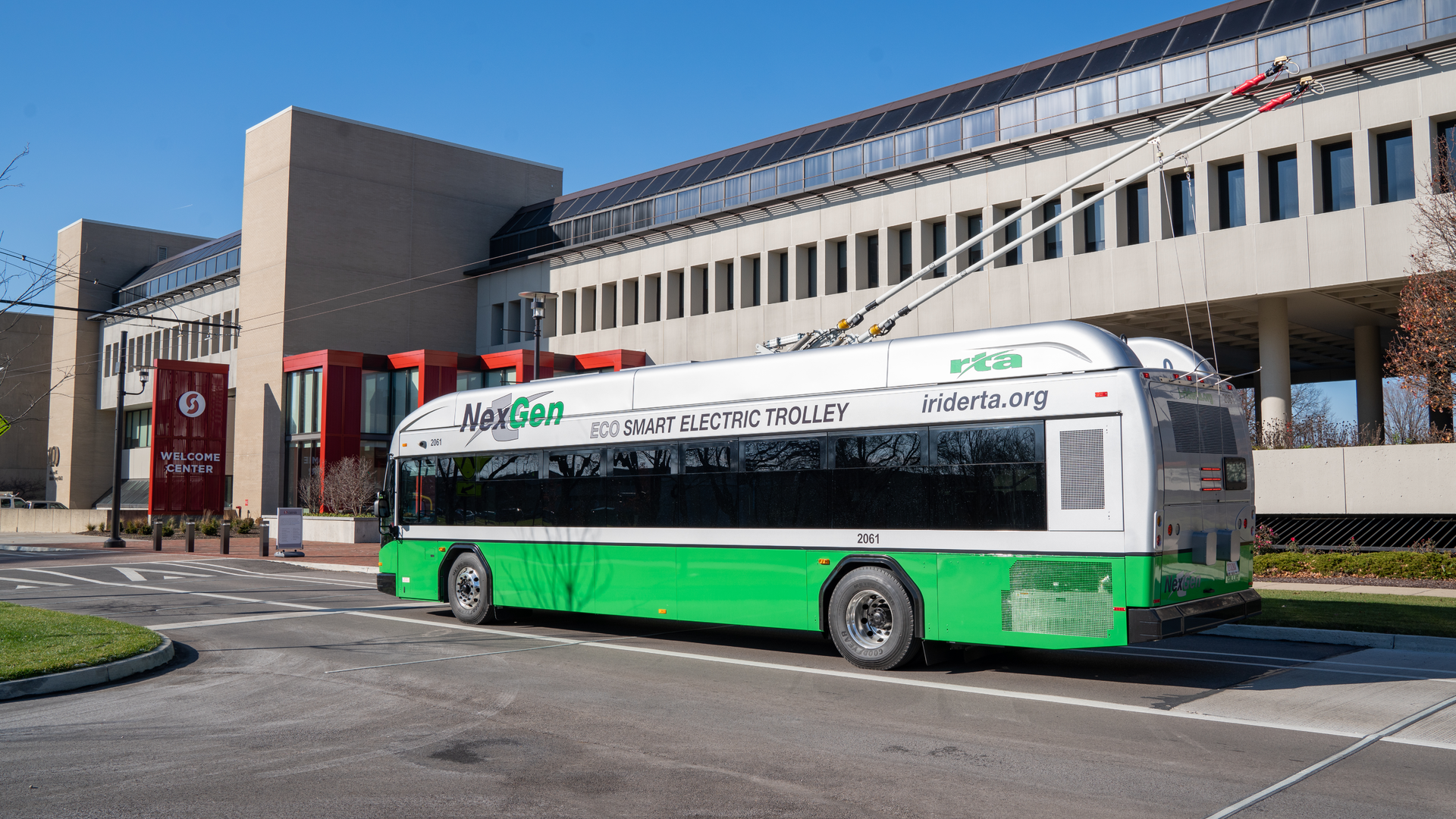 One of Greater Dayton RTA's NexGen buses at Sinclair College.