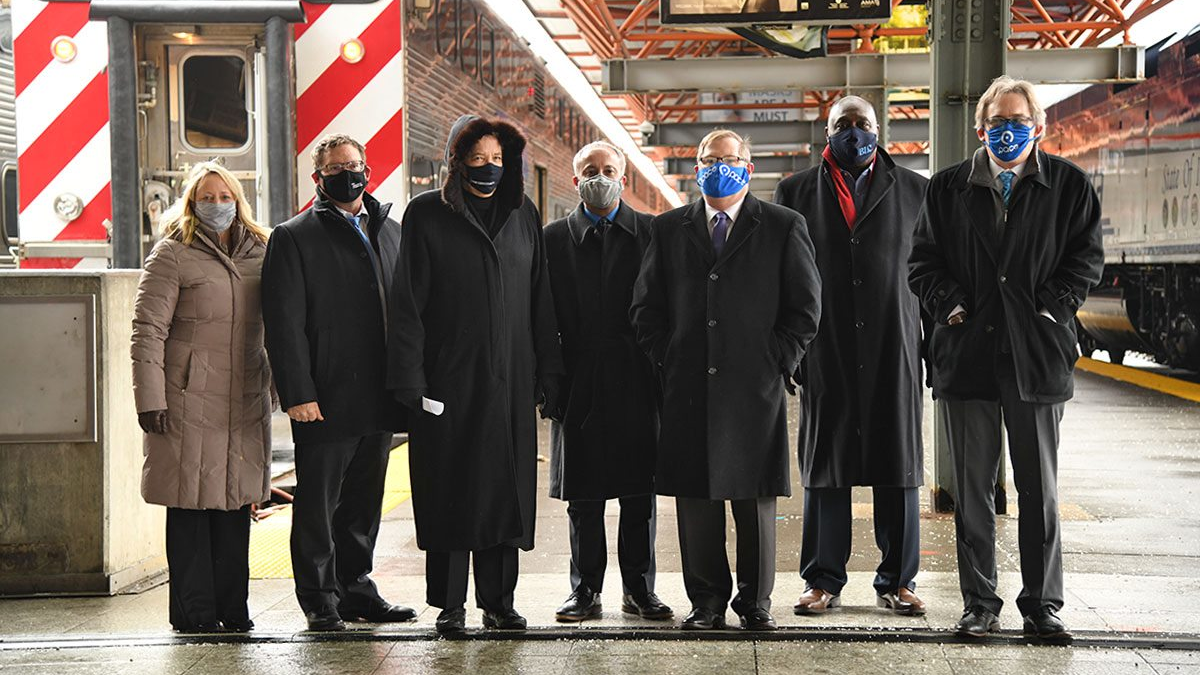 Leaders from Cook County, Metra, Pace and RTA at an event launching the Fair Transit South Cook pilot on Jan. 4.