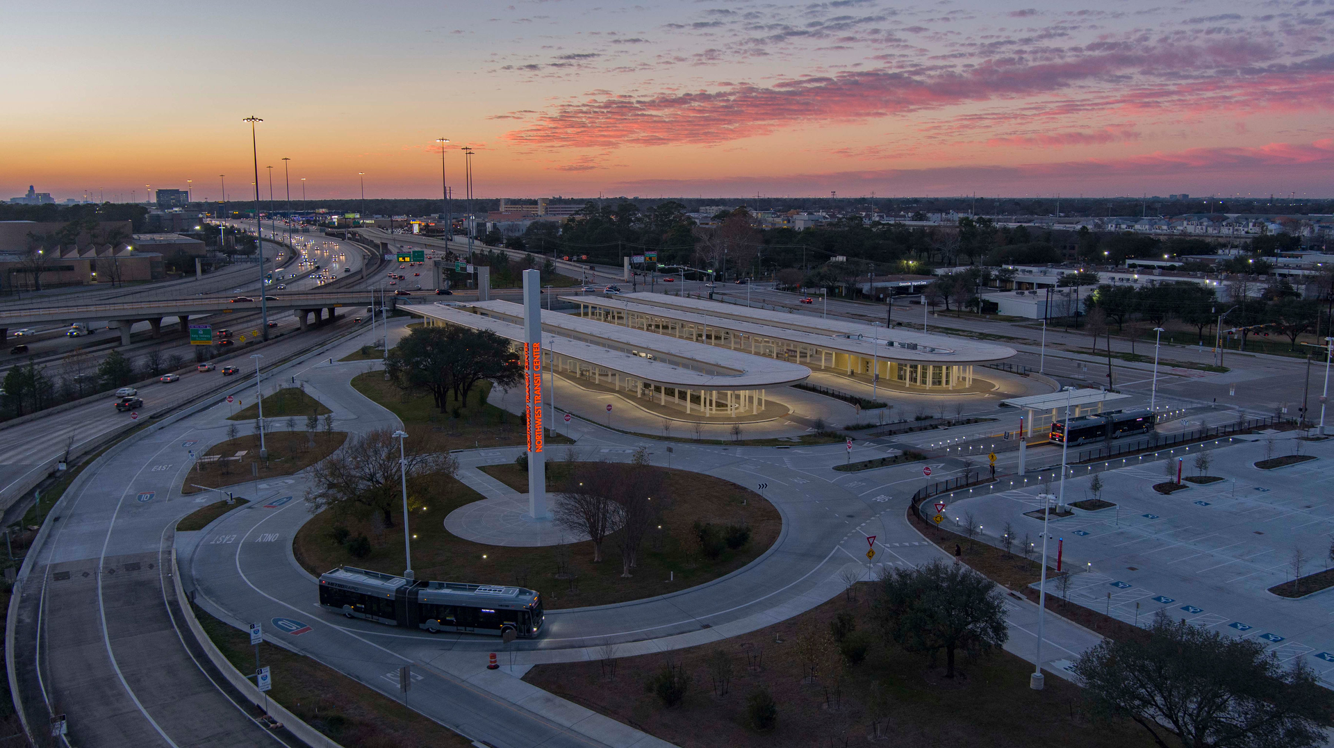 An Aerial view of Houston METRO&rsquo;s Northwest Transit Center.