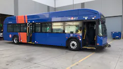 TriMet’s first long-range electric bus, which was manufactured by GILLIG. TriMet’s first long-range electric bus, which was manufactured by GILLIG.