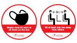 Examples of signage that Transdev has displayed to encourage mask use and social distancing. Examples of signage that Transdev has displayed to encourage mask use and social distancing.