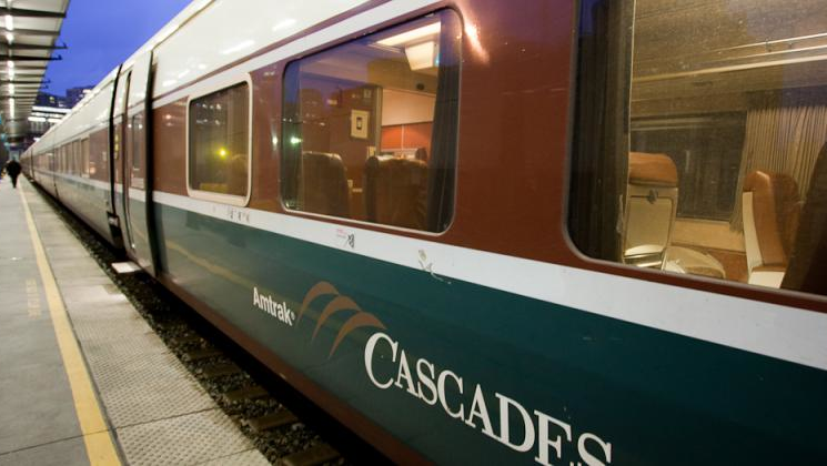 An Amtrak Cascades passenger car.