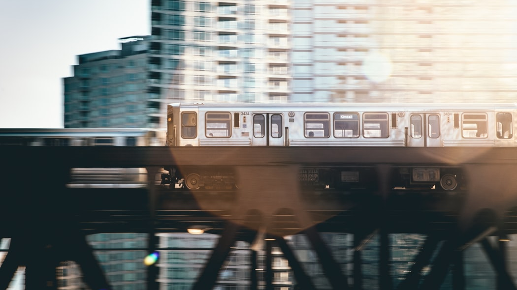A CTA Brown Line train to Kimball in Chicago.