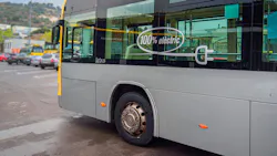 A bus outfitted with Michelin's X Incity EV Z tires, which were designed for electric buses. A bus outfitted with Michelin's X Incity EV Z tires, which were designed for electric buses.