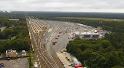 An overview of the entire project site for the LIRR Mid-Suffolk Train Yard. The 11 new tracks are seen at the right, as is the new employee facility. An overview of the entire project site for the LIRR Mid-Suffolk Train Yard. The 11 new tracks are seen at the right, as is the new employee facility.