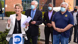 Interim NYCT President Sarah Feinberg speaks at a May 6 press conference calling for increased police and mental health support on subways following several incidents involving MTA employees, including one that left an off-duty conductor with knife wounds across his face. Interim NYCT President Sarah Feinberg speaks at a May 6 press conference calling for increased police and mental health support on subways following several incidents involving MTA employees, including one that left an off-duty conductor with knife wounds across his face.