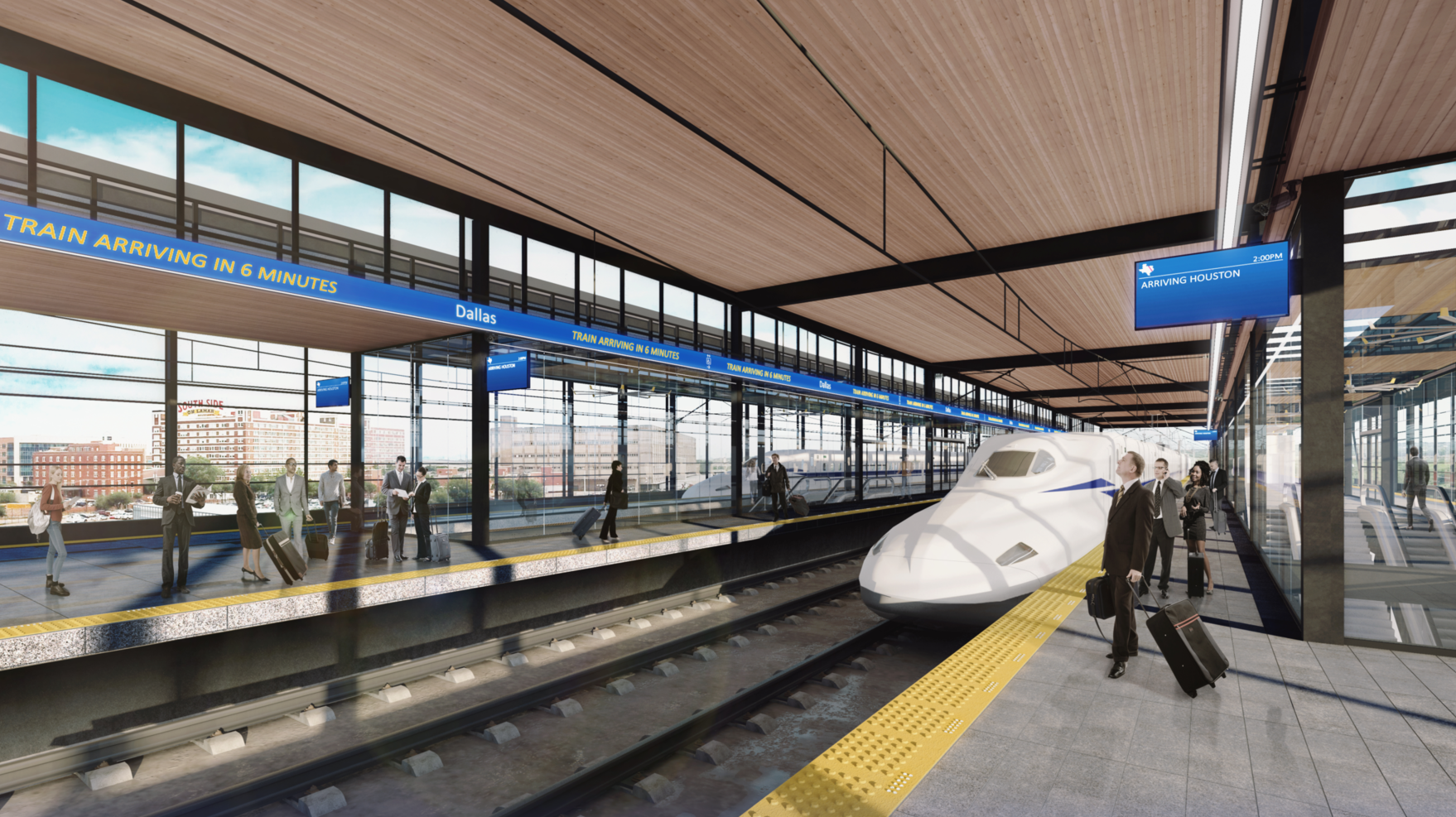 A conceptual rendering of the Dallas Station platform.