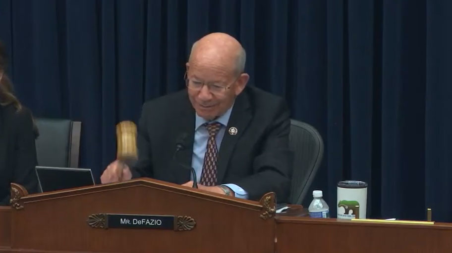 House Committee on Transportation and Infrastructure Chair Peter DeFazio (D-OR-04) brings the gavel down following passage of the INVEST in America Act during the bill's marathon markup session.