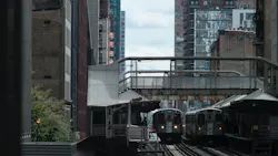 Chicago Transit Authority Green Line trains. Chicago Transit Authority Green Line trains.