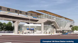 A conceptual rendering of the 160 Street Station on the Surrey Langley SkyTrain extension. A conceptual rendering of the 160 Street Station on the Surrey Langley SkyTrain extension.