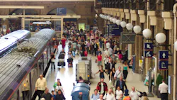 Redevelopment of King's Cross Station in London was completed in 2012. Redevelopment of King's Cross Station in London was completed in 2012.
