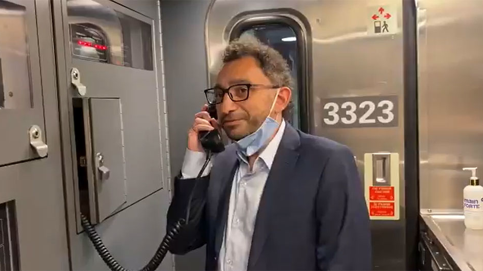 Minister Alghabra announces to fellow passengers on VIA Rail Train #64 plans to start the procurement process for the proposed High Frequency Rail project.