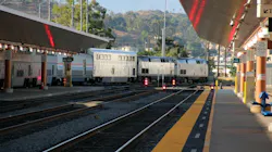 An Amtrak train bound for Chicago departs Los Angeles Union Station. An Amtrak train bound for Chicago departs Los Angeles Union Station.