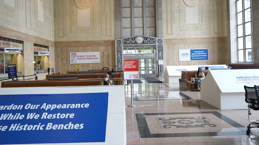 Work to restore Newark Penn Station's benches has already started.