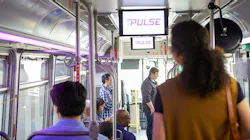 An interior of an existing Pace PULSE route (image taken pre-COVID). An interior of an existing Pace PULSE route (image taken pre-COVID).