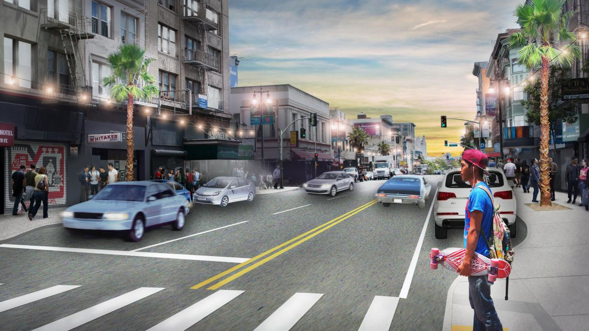 Rendering of 6th Street between Market and Howard Streets.