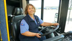 In a photo taken in 2017 (pre-COVID), TriMet bus operator Celina Kuder is shown. In a photo taken in 2017 (pre-COVID), TriMet bus operator Celina Kuder is shown.