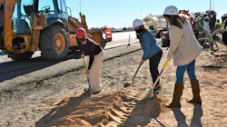Interim Transit Director of ABQ RIDE Stephanie Dominguez, Council President Cynthia Borrego and Rancho Sereno Board Member Deborah Cox break ground on a new bus shelter at the corner of Coors Boulevard NW and Eagle Ranch Road. Interim Transit Director of ABQ RIDE Stephanie Dominguez, Council President Cynthia Borrego and Rancho Sereno Board Member Deborah Cox break ground on a new bus shelter at the corner of Coors Boulevard NW and Eagle Ranch Road.