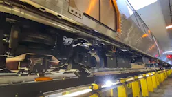 A screenshot from a WMATA video showing the inspection process the authority is putting the 7000-series cars through to assess proper wheel-gauge. A screenshot from a WMATA video showing the inspection process the authority is putting the 7000-series cars through to assess proper wheel-gauge.