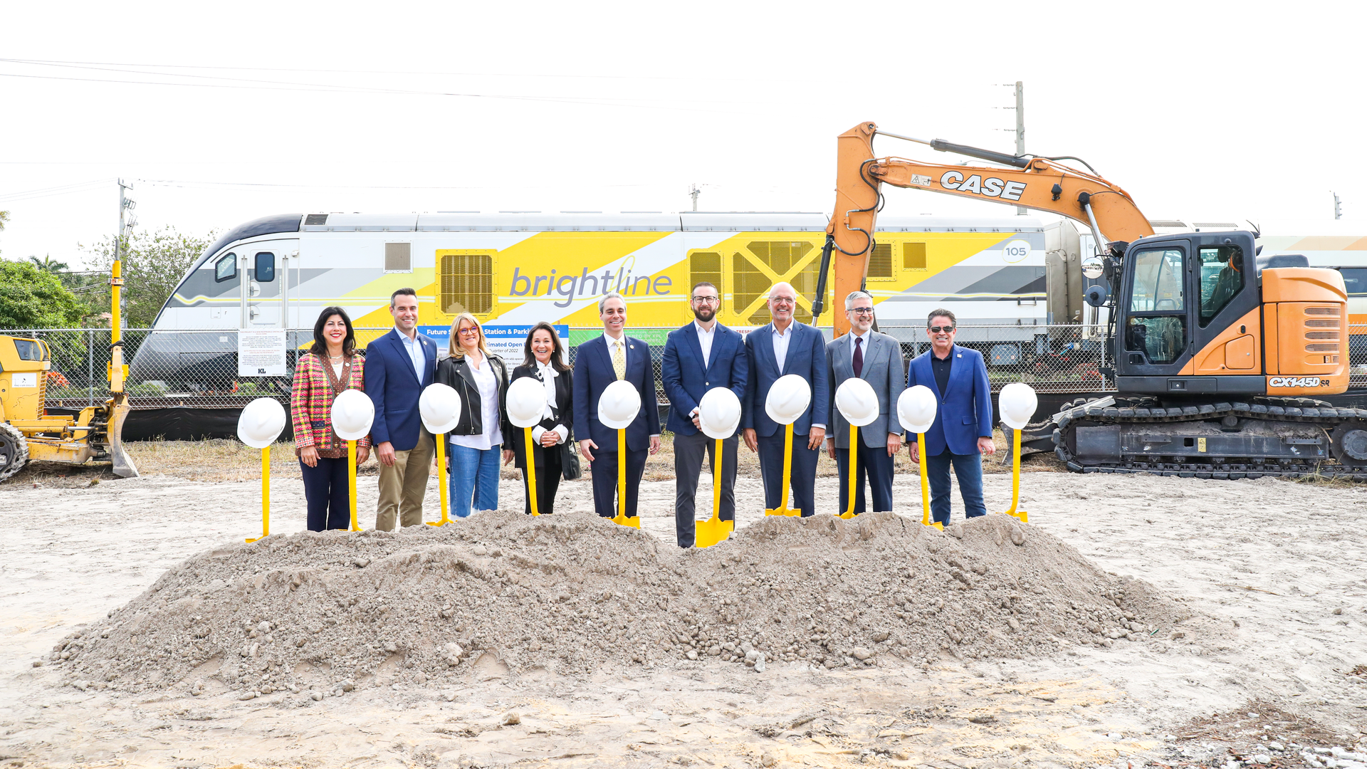 Boca Raton, Brightline and Kaufman Lynn Construction officials at the groundbreaking ceremony.