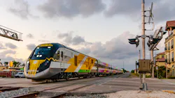 A Brightline train at West Palm Beach. A Brightline train at West Palm Beach.