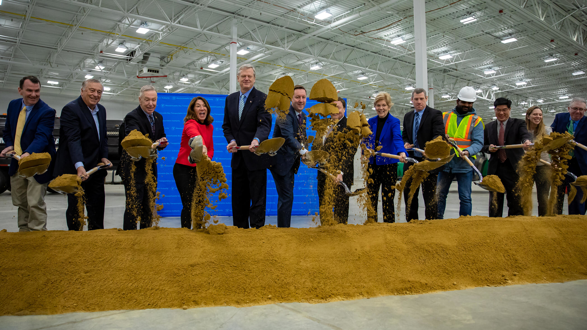 Governor Baker, Lt. Governor Polito, Transportation Secretary and CEO Tesler, and MBTA General Manager Poftak joined elected leaders to celebrate the groundbreaking of the new Quincy Bus Maintenance Facility.