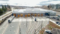 An aerial southern view of the Sound Transit Operations and Maintenance Facility East in Bellevue, WA An aerial southern view of the Sound Transit Operations and Maintenance Facility East in Bellevue, WA