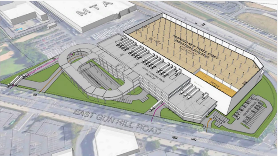 A rendering of the future electric bus depot.