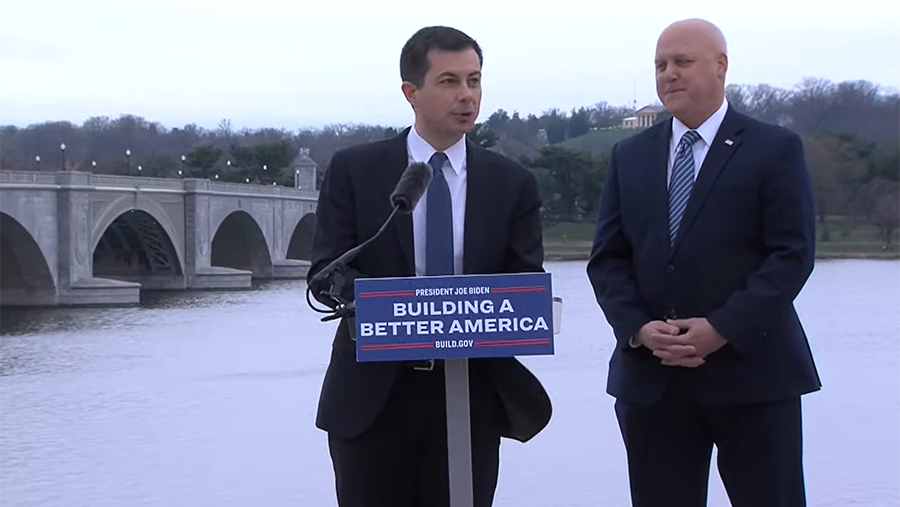 Transportation Secretary Pete Buttigieg and Infrastructure Coordinator Mitch Landrieu discuss the combined available funding announcement for the Mega, INFRA and Rural programs.