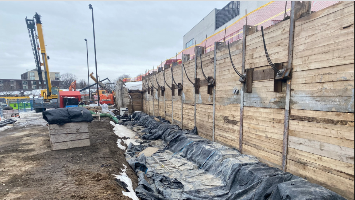 Work to rehabilitate the retaining wall east of Wilson Street began in the fall.
