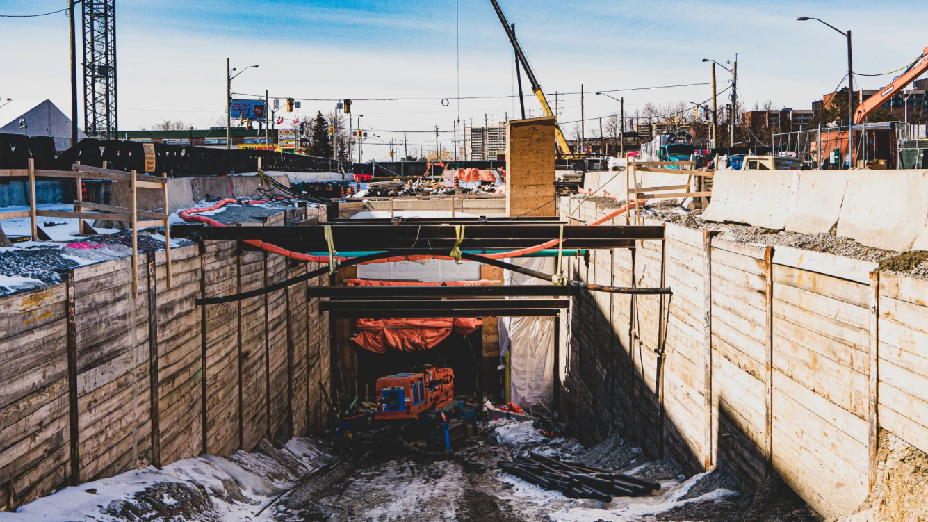 More than 26 Olympic-size swimming pools worth of soil was trucked away to make room for the station box.