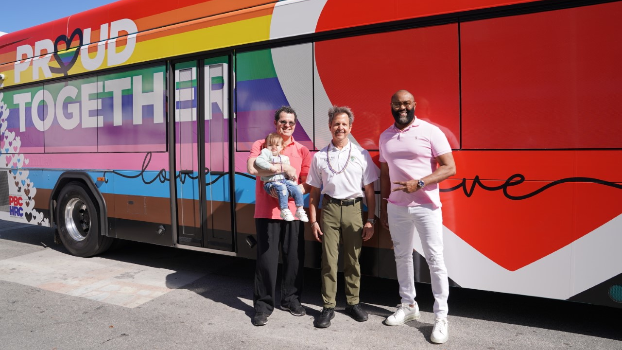 Left to right: Palm Beach County Assistant County Administrator Todd J. Bonlarron, Palm Beach County Commissioner Gregg K. Weiss and Palm Tran Executive Director Clinton B. Forbes.