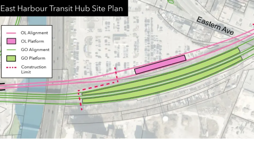 Site plan of the East Harbour Transit Hub. Conceptual plan, subject to change.