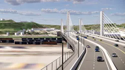 Rendering of the Western Hills Viaduct replacement. Rendering of the Western Hills Viaduct replacement.