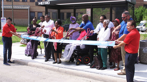 Pictured is the Route 44 Acres Homes Multi-Service Center bus stop.