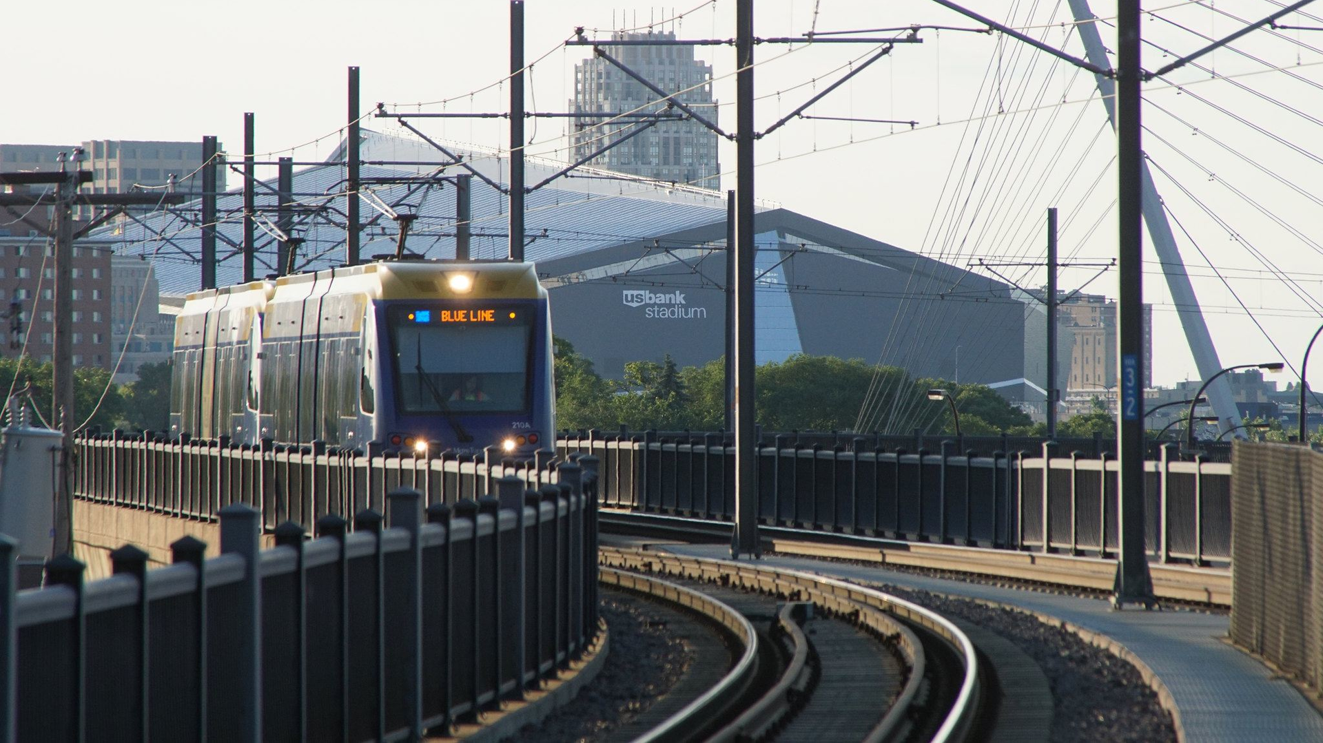A METRO Blue Line train with two cars is seen in this undated image from Metro Transit. The agency will test reducing light-rail trains from three vehicles to two as a way to evaluate the impact on customer experience.