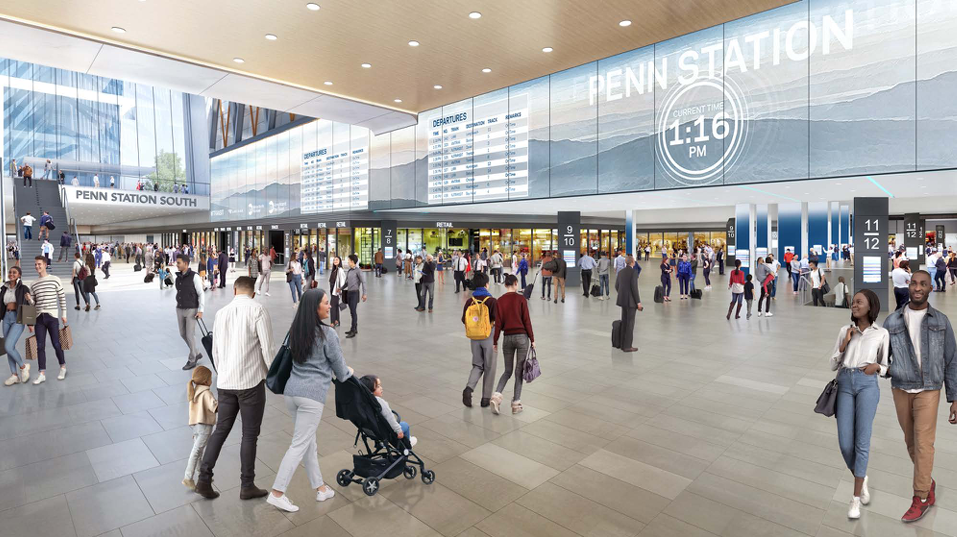A rendering of the train hall that is proposed as part of the New York Penn Station project.