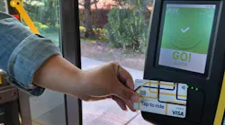 Contactless payment from a Visa Debit card on Monterey-Salinas Transit in 2021. Contactless payment from a Visa Debit card on Monterey-Salinas Transit in 2021.