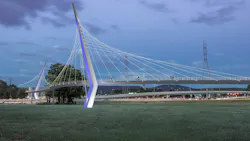 The pedestrian access and redevelopment corridor (PARC) project, which would construct a cable-suspended bridge accommodating pedestrians and bicyclists with elements of flood mitigation, was awarded a RAISE grant. The pedestrian access and redevelopment corridor (PARC) project, which would construct a cable-suspended bridge accommodating pedestrians and bicyclists with elements of flood mitigation, was awarded a RAISE grant.