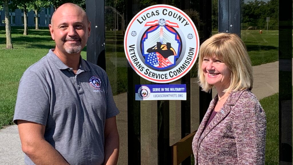 Left, Jason Brown, deputy director, Lucas County Veterans Service Commission and Laura Koprowski, TARTA CEO.