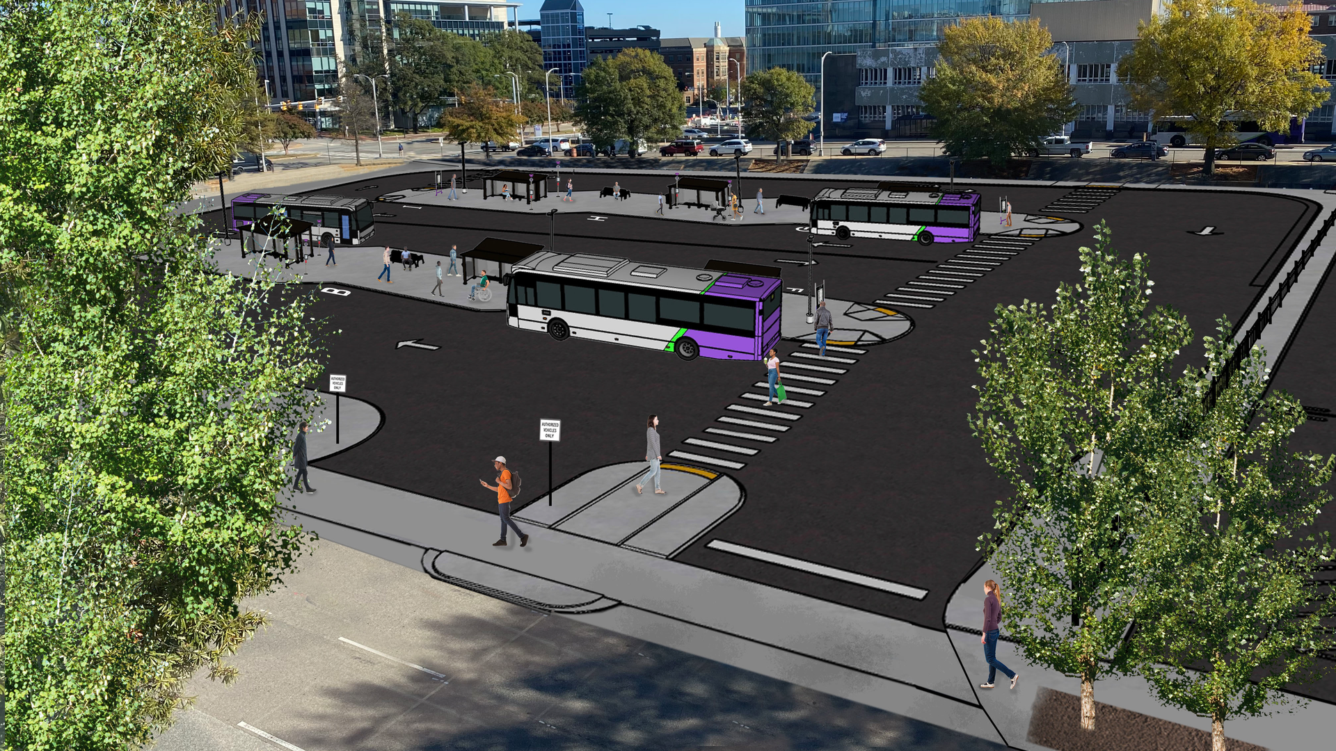 A rendering of GRTC's Downtown Transfer Station that will improve bus transfers.