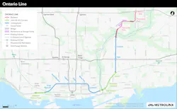A map showing where the Ontario Line's alignment will be. A map showing where the Ontario Line's alignment will be.