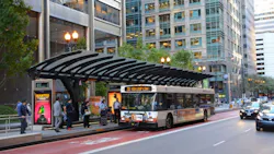 A CTA bus operating in Chicago's loop. A CTA bus operating in Chicago's loop.