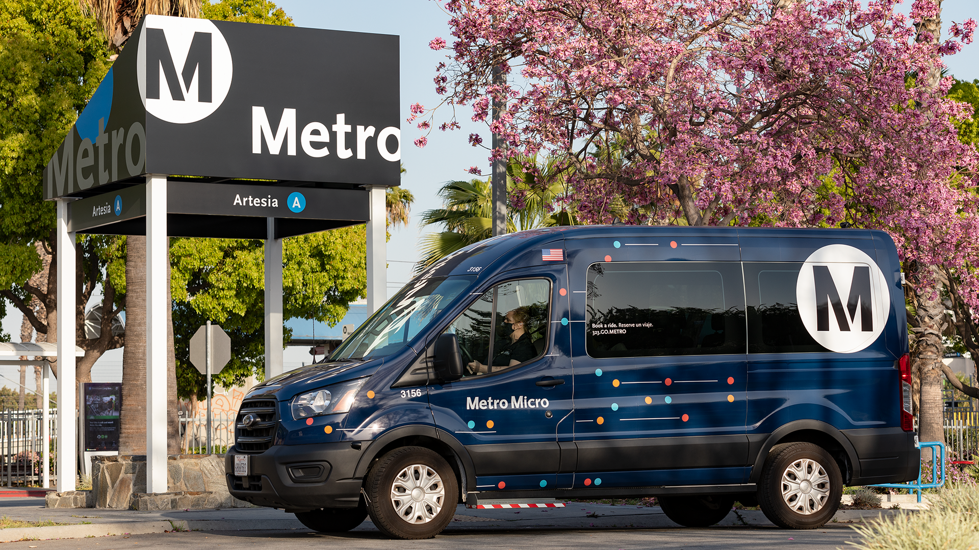 A Metro Micro vehicle at L.A. Metro's Artesia station.
