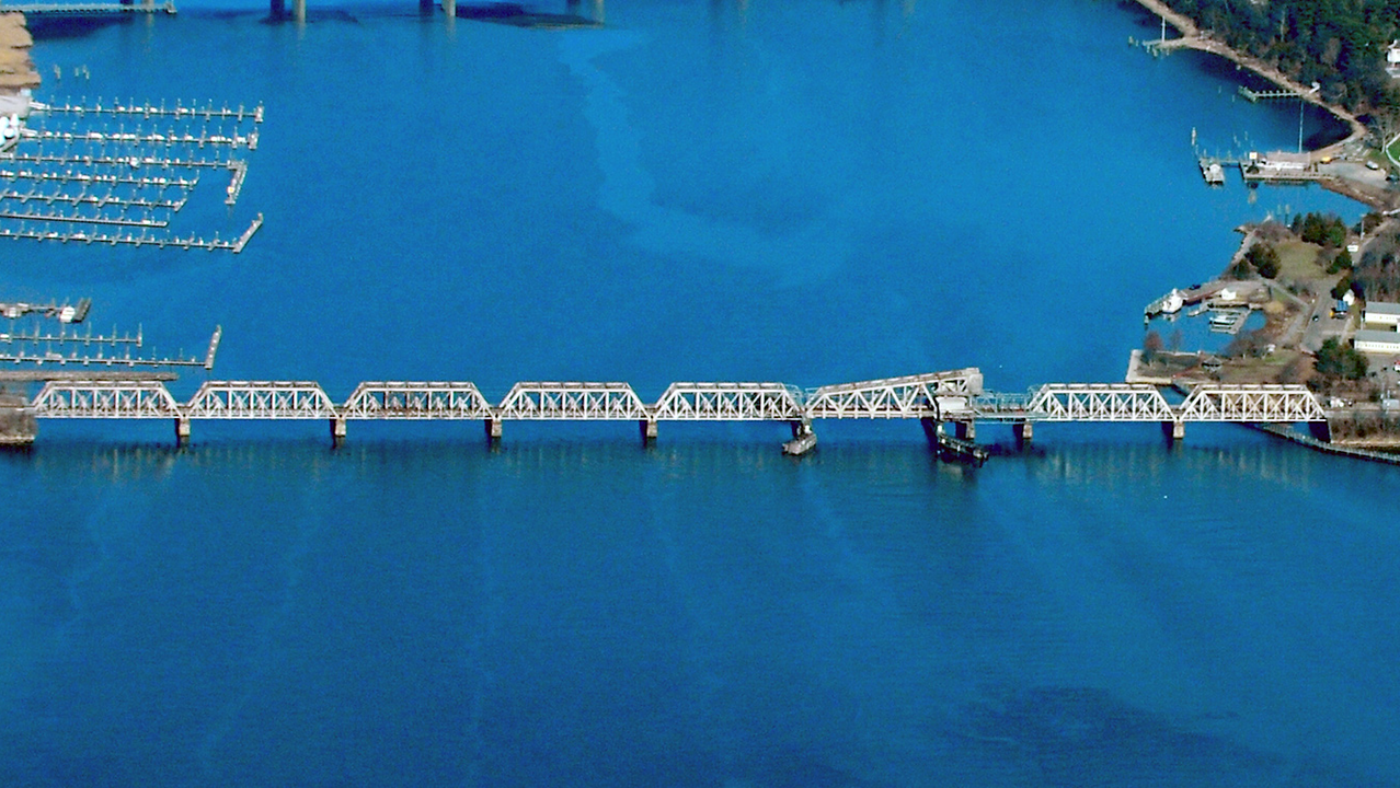 An aerial view of the Connecticut River Bridge; the 115-year old bridge will be replaced.