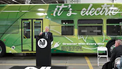 NJ Transit President and CEO Kevin S. Corbett speaks at an Oct. 4, 2022, event unveiling NJ Transit's first battery-electric bus. NJ Transit President and CEO Kevin S. Corbett speaks at an Oct. 4, 2022, event unveiling NJ Transit's first battery-electric bus.