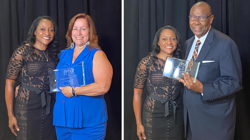 Michelle Edwards Arnold, director at Collier Area Transit (CAT) presenting Loretta Fuegos, left, and Murray Seabrook with Operator of the Year awards.