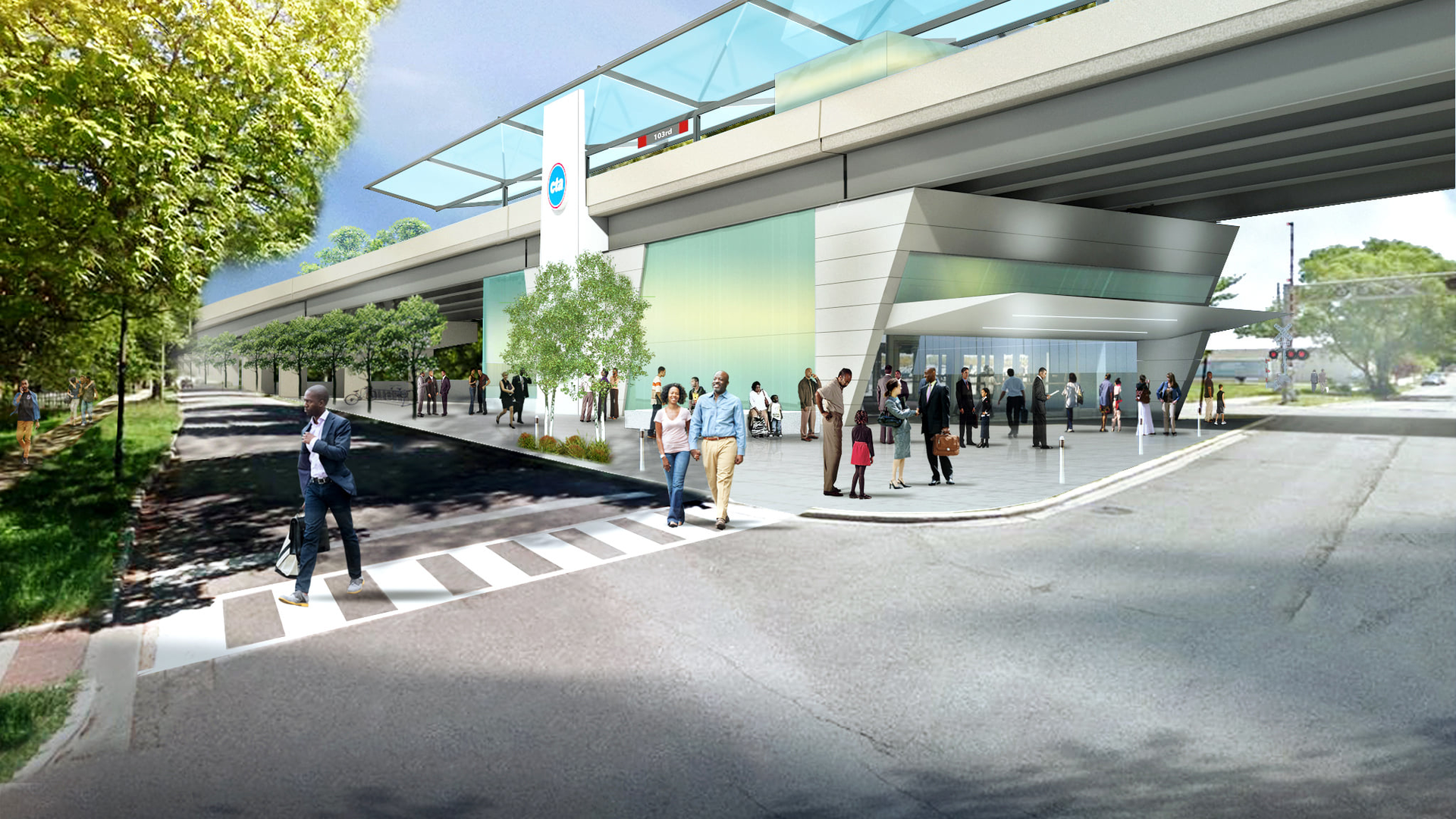 A rendering of the 103rd St Station as part of CTA's planned Red Line Extension.